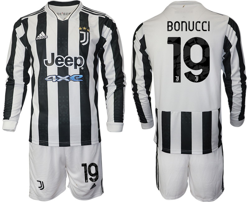Men 2021-2022 Club Juventus home white Long Sleeve #19 Adidas Soccer Jersey->juventus jersey->Soccer Club Jersey
